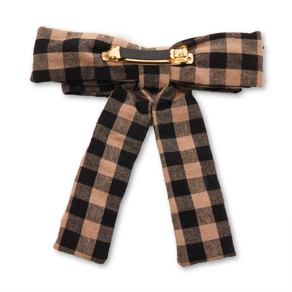 LELE SADOUGHI Picnic Check Pearl Embellished Antoinette Bow Barrette - Picture 4 of 7